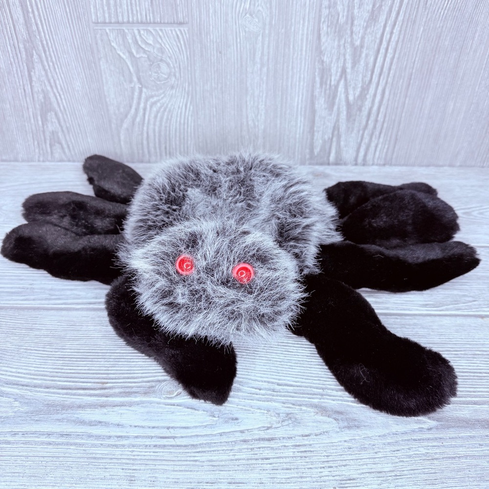 Vintage ms froggys family black spider hand puppet stuffed plush story toy